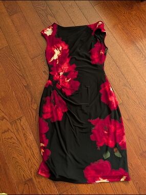 Ralph Lauren Black Dress with Red Floral Print